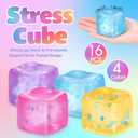 16 Pcs Stress Cube with Snowflakes Slow Rising Ice Cube Stress Balls for Adult Sensory Squeeze Cubes for Anxiety Relief Prizes Goodie Bag Stuffers (4 Color), 1.77 inches