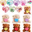 JOYIN 24 Pcs Valentine's Day Bear Holding Hearts Plush Toys with Cards, Stuffed Bears with Heart Shaped Cards, Valentines Day Gifts for Kids Boy Girl Classroom Prize Goodie Bag Stuffers Party Favor