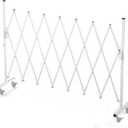 Expandable Barricade Gate,Accordion Garden Yard Outdoor Indoor Portable Folding Security Dog Fence Gates Wall Mount,82" Adjustable Metal Safety Barrier Gate with Casters,White
