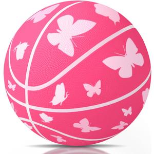 Size 5 Basketball Kids Girls Pink, 27.5 Basketball Teen Youth Basketballs Girls Basketball for School Sports Indoor Outdoor Basketball Skill Practice (Butterfly)