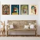 2 x 12Pcs Christmas Wall Art Prints Vintage Aesthetic Art Posters Jesus Holy Night Xmas Pictures Room Decor for Winter Gallery Living Room Bathroom Wall Decor (UNFRAMED, 8 x 10inch)