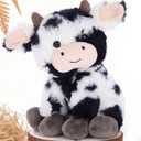 Muiteiur 10 Inch Sitting Cow Stuffed Animal, Super Soft Cow Plush Toy for Kids, Cute Farm-Themed Party Decor, Fun Gift for Children for Learning and Storytelling