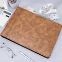 Antner Zippered 7 Ring Business Checkbook Binder Portfolio for 3-on-a-Page Business Checks, 600 Checks Capacity, PU Leather Check Book Binder Cover for 9x13 Sheets, Built-in Storage Organizer, Brown
