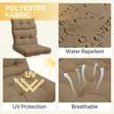 COOS BAY Outdoor Chair Cushions High Back 46x22 Inch, Tufted Patio Seat Cushions with Ties, Water-Resistant Replacement Pads, 2 Pack, Khaki
