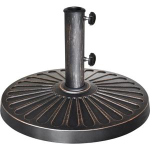 EliteShade USA 18" Patio Umbrella Base Stand, 30LBS Heavy Duty Cast Resin Rust-Free Outdoor Umbrella Holder with 2 Adjustable Knobs for Backyard, Deck, Lawn, Poolside Fits 1.5"-1.9" Poles, Bronze, φ18''x10.04''H