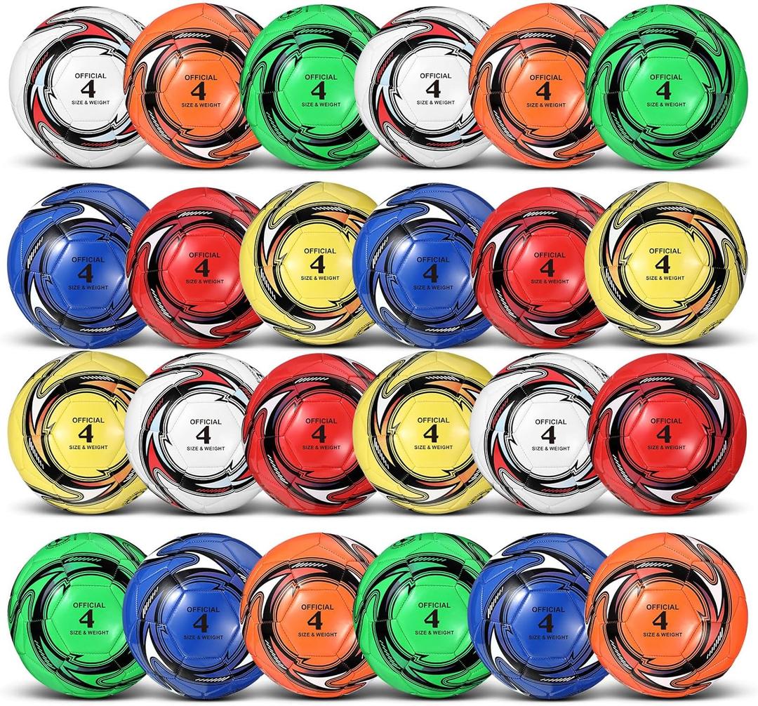 24 Pcs Soccer Ball Bulk with Pump and Carry Bag Soccer Training Ball Practice for Sport Indoor Outdoor Game Gifts