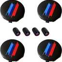 4PCS M 3 Color Wheel Center caps with Same Logo tire Valve caps Cover Original Vehicle Replacement 2.2in/56mm Center Wheel hub Rim Cover, 2.7 inches
