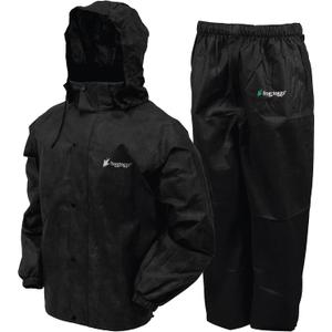 FROGG TOGGS Men's Classic All-Sport 3-Layer Waterproof Breathable Rain Suit (Large, Black/Black)