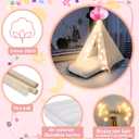 4 Pack Teepee Tent for Kids Slumber Party with Mattress,Fitted Sheet,Light String,Natural Cotton Washable Sleepover Tents for Girls Party Birthday Slumber Movie Night Supplies(White)