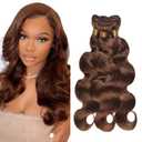 Brown Body Wave Bundles Human Hair 16 18 20 Inch Unprocessed Brazilian Virgin Chocolate Brown 3 Bundle Human Hair
