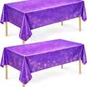 Purple Birthday Decorations - 2 Pack Laser Purple Tablecloth for K‑Style Demon Music Theme Birthday Decorations - Pink Party Decor for Korean Pop,Iridescent Party Decorations for Bachelorette Bridal