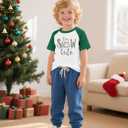CQF Toddler Christmas Shirts for Kids Cute Snowman Raglan T-Shirts Boys Girls Patchwork Xmas Holiday Tee Green-White (White)