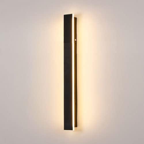 Outdoor LED Strip Wall Light Black Finish, Metal Wall Lighting Fixtures, Simple Linear Wall Sconce with Acrylic Shade, Modern Long Atmosphere Lights for Exterior Wall Pool Side, 80CM