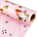Retrify Christmas Wrapping Paper - 17 Inch x 32.8 Feet Mini Roll - Cute Red Green Gnome Snowflake Foil Girly Pink Gift Wrap Paper for Holiday Shower Party Celebration