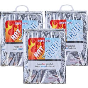 Superio Hot and Cold Insulated Bags for Food Delivery, Grocery Shopping Bags, Food Storage for Hot and Frozen Food for Travel, Disposable Cooler Bag, Reinforced Thermal Lunch Bag (3, 13.5"x17.5")