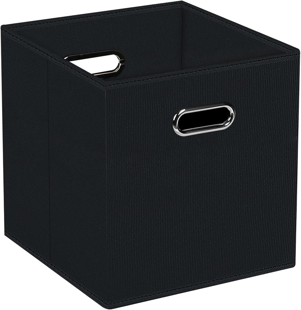 STOREONE Fabric Storage Bins Cubes Baskets Containers-(11X11X11) with Dual Handles for Shelf Closet, Nursery Home  Bedroom Organizers, Foldable Set of 1 (black)