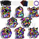 32 Sets Halloween Monster Suncatchers Craft Kit DIY Window Stained Glass Effect Halloween Monster Paper Crafts Home School Classroom Decoration Kid Birthday Gift Creative Art Project Activity Game