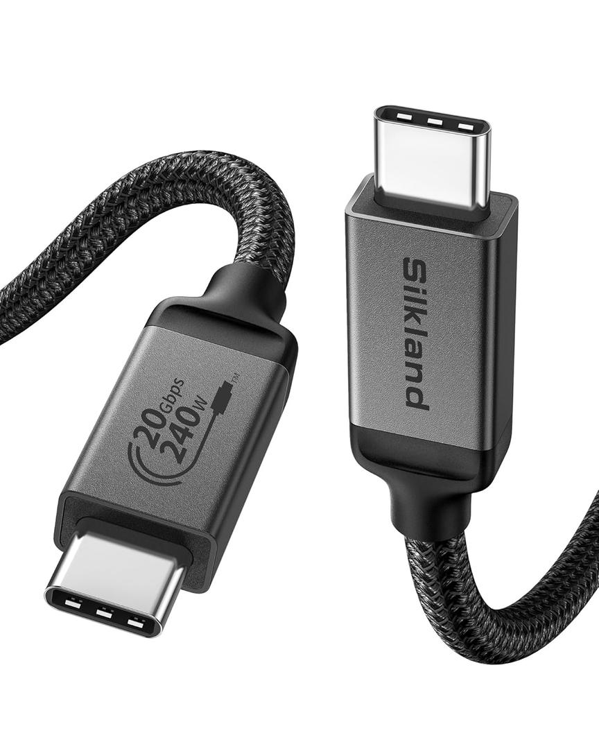 Silkland USB 4 Cable Long for Thunderbolt 4 Cable 16.5FT/5M, 20Gbps Data Sync, 5K/4K@60Hz, 240W Charging, USB C Thunderbolt Cable, Compatible for MacBook, Monitor, Dock, iPhone 16, VR Headset, Camera