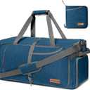 Canway 65L Travel Duffel Bag, Foldable Weekender Bag with Shoes Compartment for Men Women Water-proof & Tear Resistant (Aegean Blue, 65L)