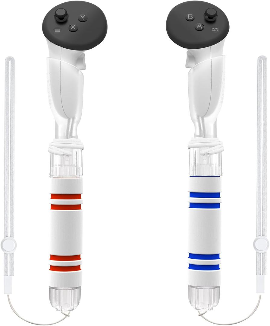 YOGES Gorilla Tag Long Arms Compatible with Meta Quest 3S/ Quest 3/ Oculus Quest 2/ Quest Pro/Rift S Controller, Beat Saber Handle Attachments VR Sticks Dual Extensions Grips for Playing VR Games (Clear)