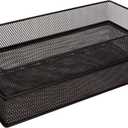 2 x Annova Mesh Stackable Drawer Cabinet and Shelf Organizer Bins Storage Basket School Office Supply Holder Tray- Set of 2 (Black, 6x12x2 Inch)