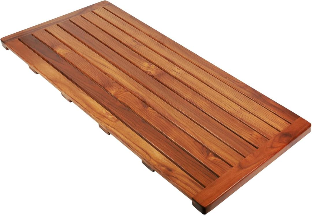 Utoplike Teak Bath Mat, Shower Mat Wood for Bathroom, (40"x18") Wooden Floor Mat Extra Large for Spa Home or Outdoor