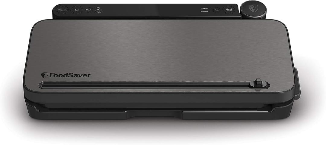 FoodSaver Vacuum Sealer Machine with 4 Settings Including Pulse and Marinate with Sealer Bags and Roll, Handheld Vaccum Sealer for Airtight Food Storage and Sous Vide, Black