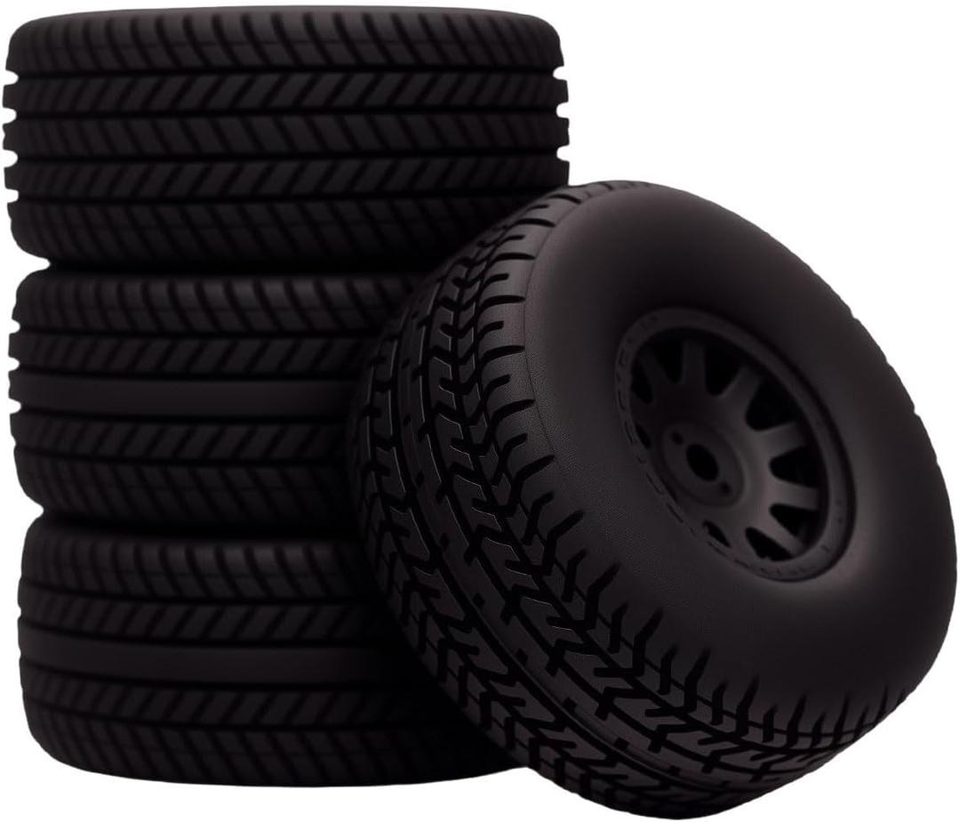 Pre Glued Plastic Wheel and Tire Rubber for Arrma Mojave Grom Mega 380 223S BLX Series Upgrade Parts Black