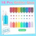 gisgfim Glitter Glue 18 Colors Washable Art Glitter Glue 0.67 Oz Neon Metallic Rainbow Stick Set for Craft Scrapbooking DIY Art Crafts Decorating Supplies(18 Pack)