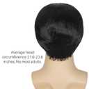 Miss U Hair Men Short Black Straight Wig Distinct Center Parting Mustache Set Cosplay Party Wig