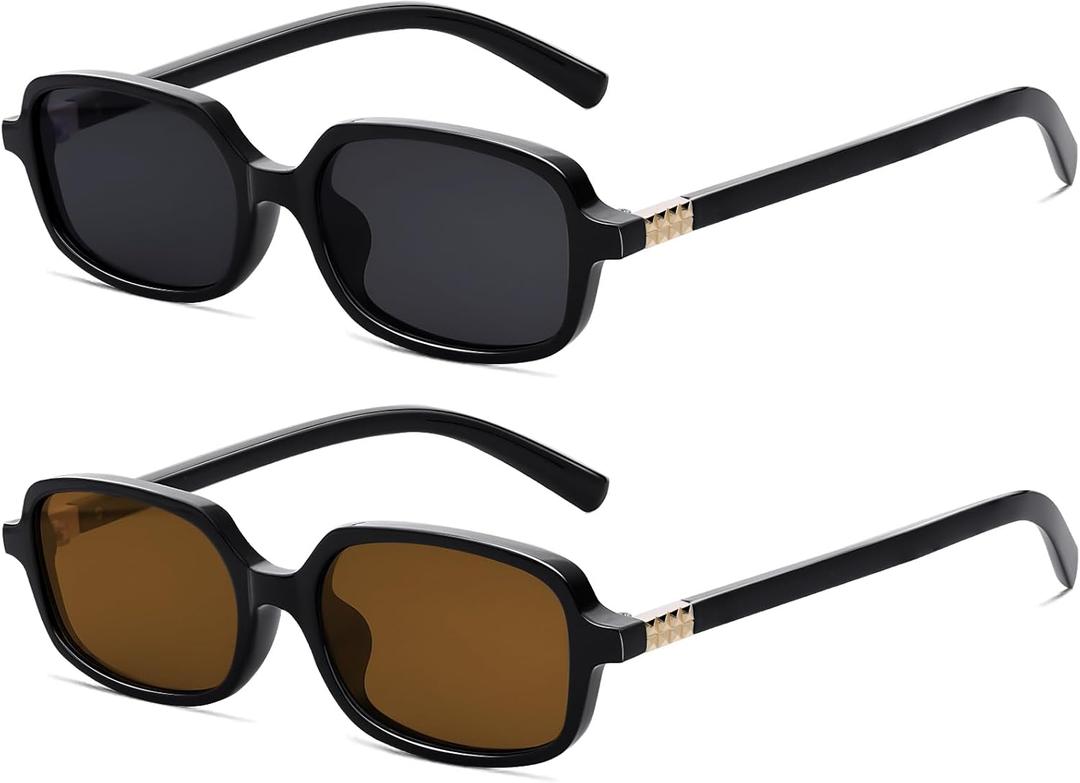 Retro Rectangle Sunglasses for Women Trendy Vintage Cool Rectangular Shades Fashion Small Square Frame