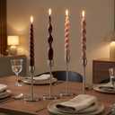Nuanchu 4 Pcs Twisted Taper Candles Wax Unscented Smokeless Spiral Swirl Candlesticks for Wedding Holiday Dinner Party Home Decorations(7.87 Inch,Pure,Neutral)