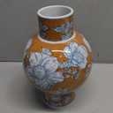 Ceramic Vase Blue and White Porcelain Chinese Handmade Decorative Vintage Flower Vase for Living Room, Home Decor, Office (Orange)