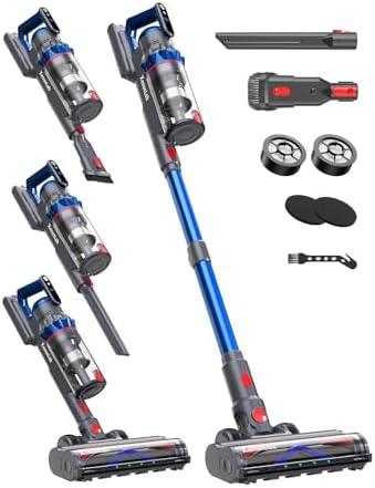 Cordless Vacuum Cleaner, 75Mins/55KPa/650W Self-Standing Stick Vacuum Cleaners 