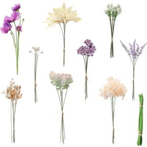 Floroom Artificial Greenery Stems Box Set, 45pcs with 9 Kinds of Faux Greenery Flowers Picks for DIY Bridal Bouquets Wedding Floral Arrangement Table Centerpieces, Lavender & Gold