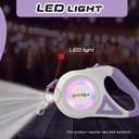 16ft Retractable Dog Leash with LED Light, Nylon Tape Lead for Medium Dogs Up to 60lbs, One-Hand Brake (Purple)