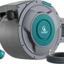 Retractable Hose Reel, 5/8 "x 100 ft Retractable Garden Hose Reel Wall Mounted, for Cleaning, Watering, with 10-Function Hose Nozzle, Any Length Lock, Heavy Duty, 180Swivel (Green)