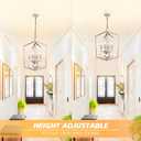 WJShome 18.1" Silver Chandelier, 4-Light Farmhouse Foyer Lighting Fixtures, Modern Hanging Ceiling Lantern Pendant Light, for Dining Room, Kitchen Island, Hallway, Entrance, Staircase