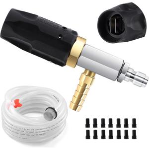 FIXFANS Adjustable Pressure Washer Long Range Nozzle 2-2.5 GPM with 45 FT Braid Hose, Downstream Injector Power Washer Spray Nozzle Kit, External Chemical Injection, 1/4'' Quick Connect, 2000-3000PSI