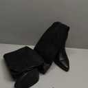 ISNOM Women's Cowgirl Boots Pull On Knee High Boots, Cowboy Western Embroidered Chunky Block Heel Pointed Toes Boots (6, Matte Black)