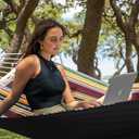 SUPERJARE Hammock with Stand, 2 Person Heavy Duty Hammock Frame, Detachable Pillow & Strong Curved-Bar & Portable Carrying Bag, Perfect for Outdoor & Indoor - Maple-Leaf Red