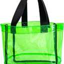 TotePrint Clear 1Packs Small Tote Work Bag,Gift Wrap Handbag for Bridal and Birthday Party,Travel Makeup Pouch with Handle (1pcs-green)