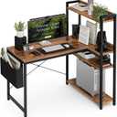 Grandder 40 Inch L Shaped Computer Desk with Reversible Storage Shelves, Home Office Corner Desk Study Writing Table with Hutch, Study, Rustic Brown