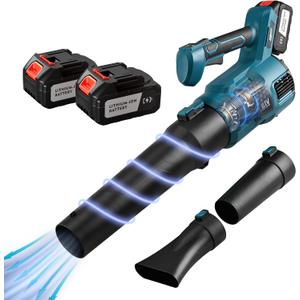 Cordless Leaf Blower, 21V 450CFM/250MPH Handheld Electric Blower with 2 Batteries & Charger, 4-Speed Adjustable, 2 Nozzles for Yard Lawn Care, Blowing Leaves and Snow Cordless Leaf Blower, 21V 450CFM/250MPH Handheld Electric Blower with 2 Batteries & Charger, 4-Speed Adjustable, 2 Nozzles for Yard Lawn Care, Blowing Leaves and Snow