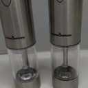 ThermoMaven Upgraded Larger Capacity Electric Salt and Pepper Grinder Set, 110ml Rechargeable Salt and Pepper Shaker with LED light, Stainless Steel Automatic Pepper Mill with 6 Adjustable Coarseness (Silver)