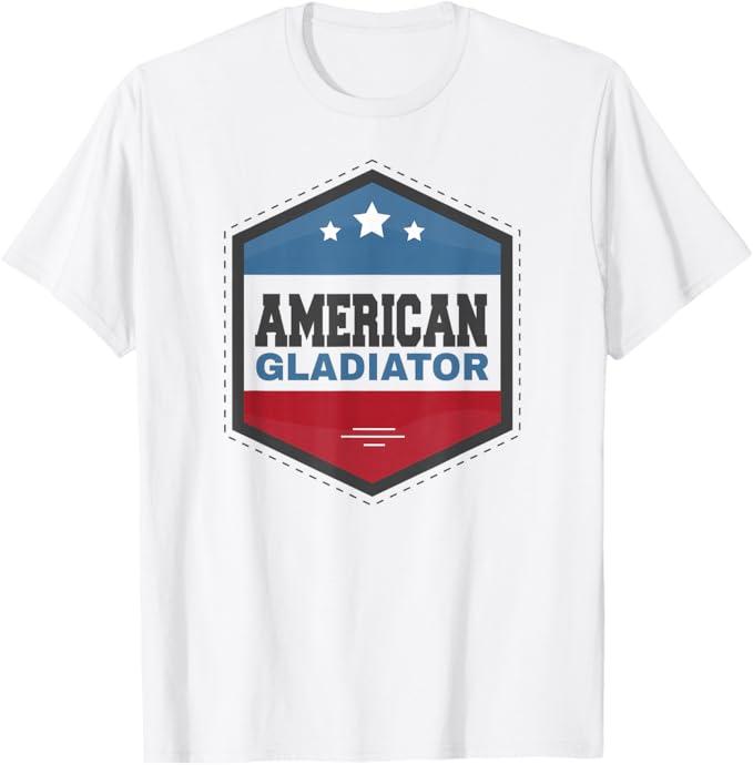 American Gladiator USA Flag Gym Sports Quote Humor TShirt S