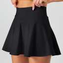 Heathyoga Pleated Tennis Skirt for Women with Pockets Shorts High Waist Athletic Golf Skirts Skorts for Woman Skater (Black, XL)