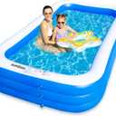 Sumbee Inflatable Swimming Pool for Kiddie Adults Kids, 120" X 72" X 22" Large Blow Up Pool for Family Backyard Outdoor Toddler,Big Rectangle Pools for Children Ages 4-8-12,Full-Sized,Blue
