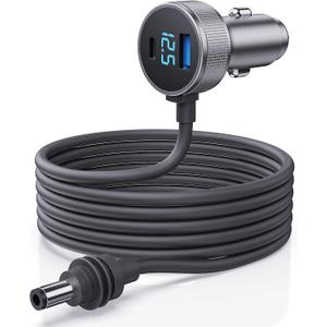 Starlink Mini Cable, 3 in 1 Starlink Mini Car Charger DC Power Cable+ Cigarette Lighter Adapter 12V-48V with Digital Display, Durable USB C PD 40W and USB A 35W Ports for Trucks and Cars (10FT)