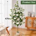 2 Pack 5 FT Artificial Camellia Tree, Artificial Plants Outdoor Faux Plants in Pot, Artificial Flower for Outdoors Front Porch Decor, Fake Tree Plant Faux Flowers for Indoor Outdoor Home Decor, White